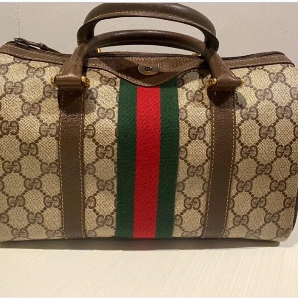 Gucci Brown and Green Satchel Handbag  with Signature Webbing 🌷👜🌷 - Picture 2 of 12